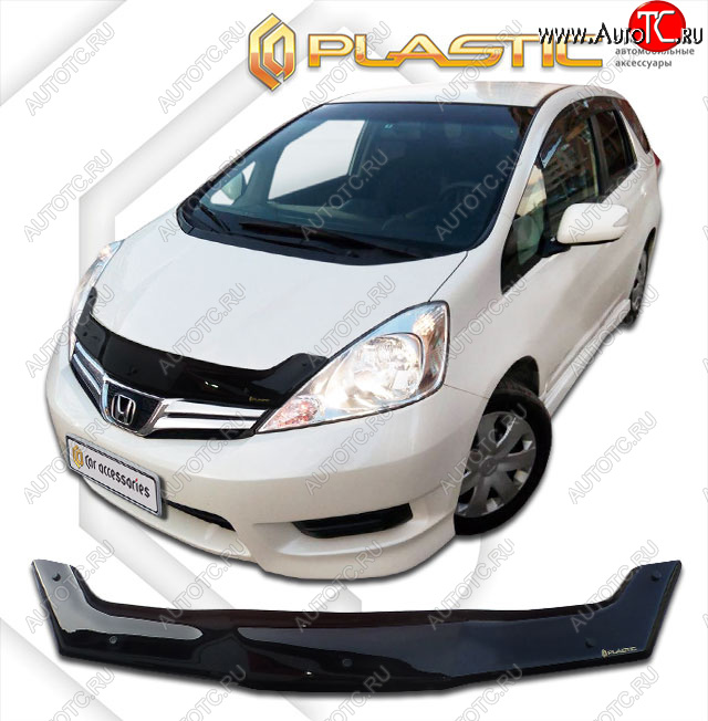 1 999 р. Дефлектор капота CA-Plastic  Honda Fit Shuttle  1 GP2,GG7,GG8 (2011-2013) дорестайлинг (classic черный, без надписи)  с доставкой в г. Омск