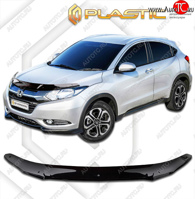 2 079 р. Дефлектор капота CA-Plastic  Honda HR-V  RU (2014-2018) дорестайлинг (classic черный, без надписи)  с доставкой в г. Омск