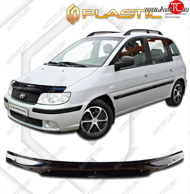 1 829 р. Дефлектор капота CA-Plastic  Hyundai Matrix  1 FC (2005-2008) 1-ый рестайлинг (classic черный, без надписи)  с доставкой в г. Омск