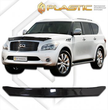 1 839 р. Дефлектор капота CA-Plastic  INFINITI QX56  Z62 (2010-2013) (classic черный, без надписи)  с доставкой в г. Омск. Увеличить фотографию 1