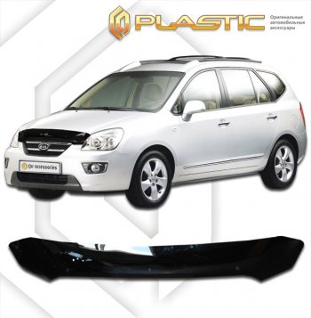 1 759 р. Дефлектор капота CA-Plastic  KIA Carens  UN (2006-2013) (classic черный, без надписи)  с доставкой в г. Омск. Увеличить фотографию 1