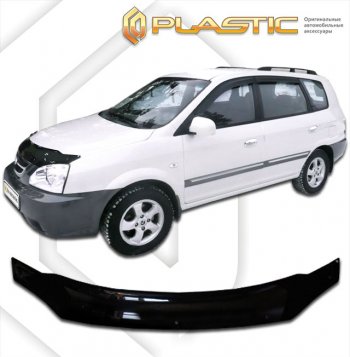 1 999 р. Дефлектор капота CA-Plastic  KIA Carens  FC, RS (2002-2006) рейсталинг (classic черный, без надписи)  с доставкой в г. Омск. Увеличить фотографию 1