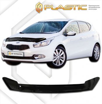 1 839 р. Дефлектор капота CA-Plastic  KIA Ceed  2 JD (2015-2018) рестайлинг, хэтчбэк (classic черный, без надписи)  с доставкой в г. Омск. Увеличить фотографию 1