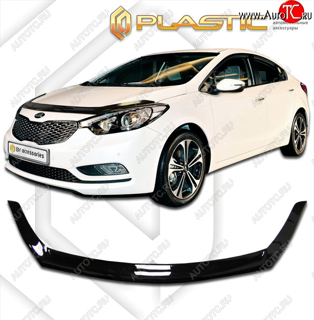 2 069 р. Дефлектор капота CA-Plastic  KIA Cerato  3 YD (2013-2016) дорестайлинг седан (classic черный, без надписи)  с доставкой в г. Омск