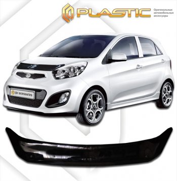 1 679 р. Дефлектор капота CA-Plastic KIA Picanto 2 TA хэтчбэк 3 дв. дорестайлинг (2011-2015) (classic черный, без надписи)  с доставкой в г. Омск. Увеличить фотографию 1