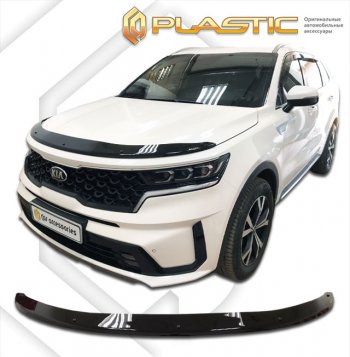 1 839 р. Дефлектор капота CA-Plastic KIA Sorento MQ4 (2020-2022) (classic черный, без надписи)  с доставкой в г. Омск. Увеличить фотографию 1