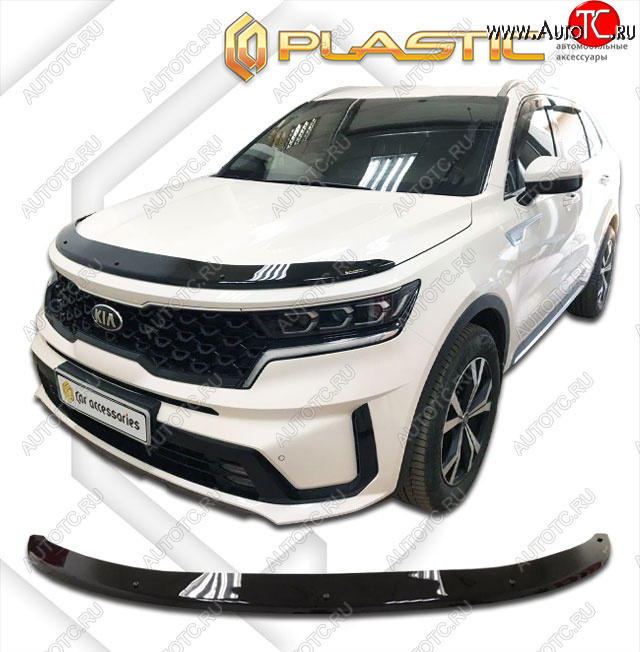 1 839 р. Дефлектор капота CA-Plastic KIA Sorento MQ4 (2020-2022) (classic черный, без надписи)  с доставкой в г. Омск