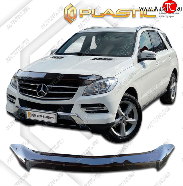 2 299 р. Дефлектор капота CA-Plastic  Mercedes-Benz ML class  W166 (2011-2015) (classic черный, без надписи)  с доставкой в г. Омск