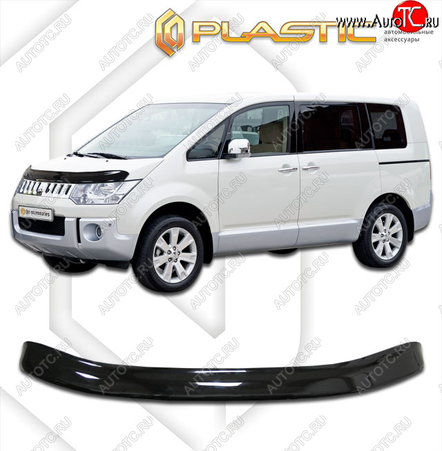 2 159 р. Дефлектор капота CA-Plastic  Mitsubishi Delica D:5  1 (2007-2025) дорестайлинг, рестайлинг (classic черный, без надписи)  с доставкой в г. Омск