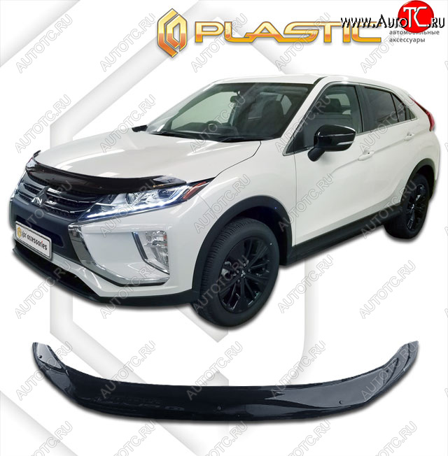 2 079 р. Дефлектор капота CA-Plastic  Mitsubishi Eclipse Cross  GK (2017-2024) (classic черный, без надписи)  с доставкой в г. Омск