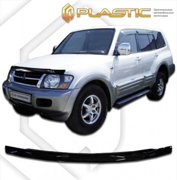 1 899 р. Дефлектор капота CA-Plastic  Mitsubishi Pajero  3 V60 (2003-2006) рестайлинг (classic черный, без надписи)  с доставкой в г. Омск. Увеличить фотографию 1