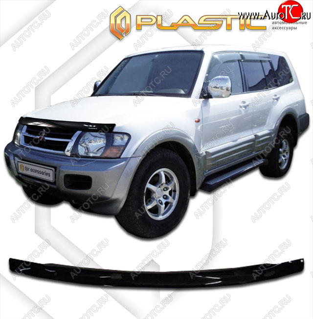 1 899 р. Дефлектор капота CA-Plastic  Mitsubishi Pajero  3 V60 (2003-2006) рестайлинг (classic черный, без надписи)  с доставкой в г. Омск