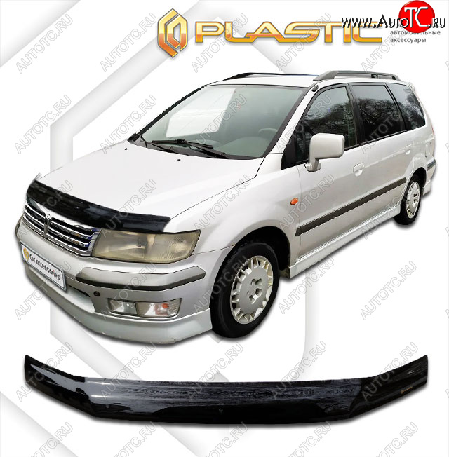 1 839 р. Дефлектор капота CA-Plastic  Mitsubishi Space Wagon  N94W (1998-2005) (classic черный, без надписи)  с доставкой в г. Омск