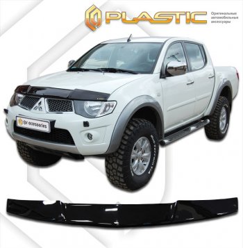 1 839 р. Дефлектор капота CA-Plastic  Mitsubishi Triton  KA/KB (2005-2015) Picap DoubleCab (classic черный, без надписи)  с доставкой в г. Омск. Увеличить фотографию 1