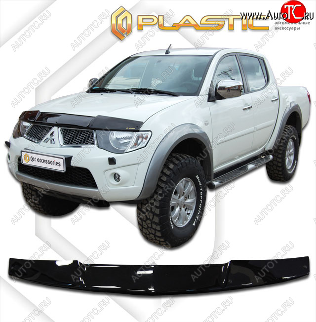 1 839 р. Дефлектор капота CA-Plastic  Mitsubishi Triton  KA/KB (2005-2015) Picap DoubleCab (classic черный, без надписи)  с доставкой в г. Омск