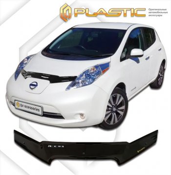 1 759 р. Дефлектор капота CA-Plastic  Nissan Leaf  1 (ZE0) (2009-2017) (classic черный, без надписи)  с доставкой в г. Омск. Увеличить фотографию 1