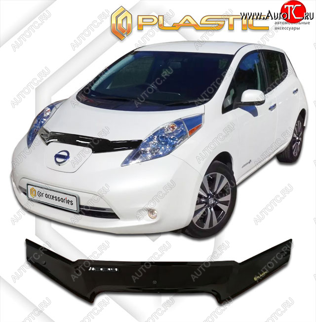 1 759 р. Дефлектор капота CA-Plastic  Nissan Leaf  1 (ZE0) (2009-2017) (classic черный, без надписи)  с доставкой в г. Омск