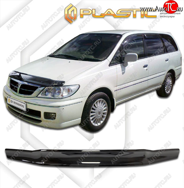 1 839 р. Дефлектор капота CA-Plastic  Nissan Presage  U30 (2001-2003) рестайлинг (classic черный, без надписи)  с доставкой в г. Омск