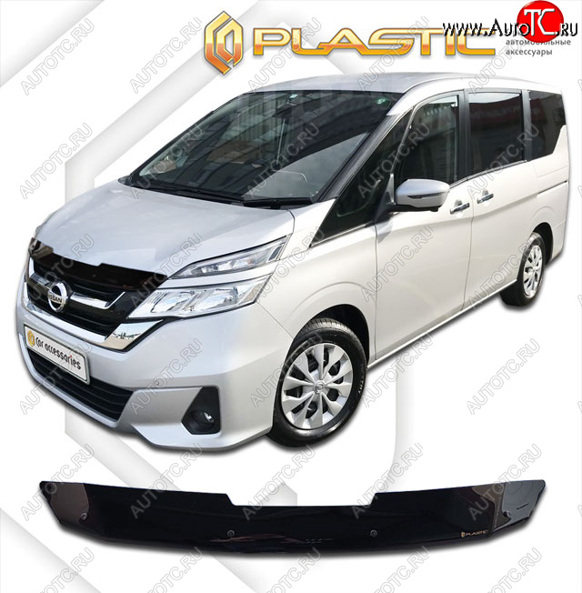 1 679 р. Дефлектор капота CA-Plastic  Nissan Serena  C27 (2016-2019) минивэн дорестайлинг (classic черный, без надписи)  с доставкой в г. Омск