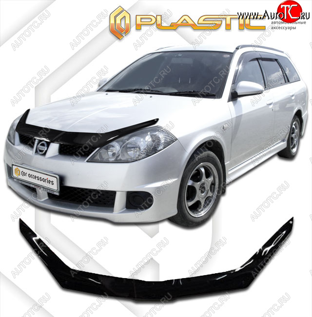 2 079 р. Дефлектор капота CA-Plastic  Nissan Wingroad  2 Y11 (2001-2005) рестайлинг универсал (classic черный, без надписи)  с доставкой в г. Омск