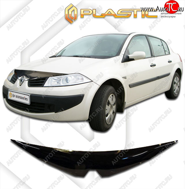 2 159 р. Дефлектор капота CA-Plastic  Renault Megane  седан (2006-2009)  рестайлинг (classic черный, без надписи)  с доставкой в г. Омск