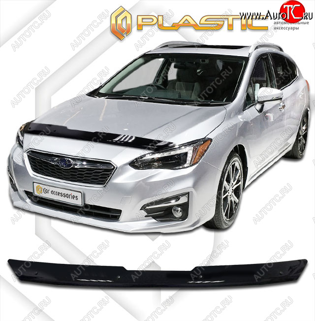 1 899 р. Дефлектор капота CA-Plastic  Subaru Impreza  GT (2016-2019) хэтчбэк дорестайлинг (classic черный, без надписи)  с доставкой в г. Омск