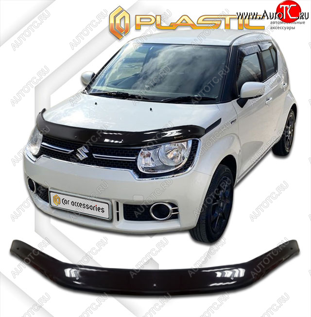 2 079 р. Дефлектор капота CA-Plastic  Suzuki Ignis (2016-2025) (classic черный, без надписи)  с доставкой в г. Омск