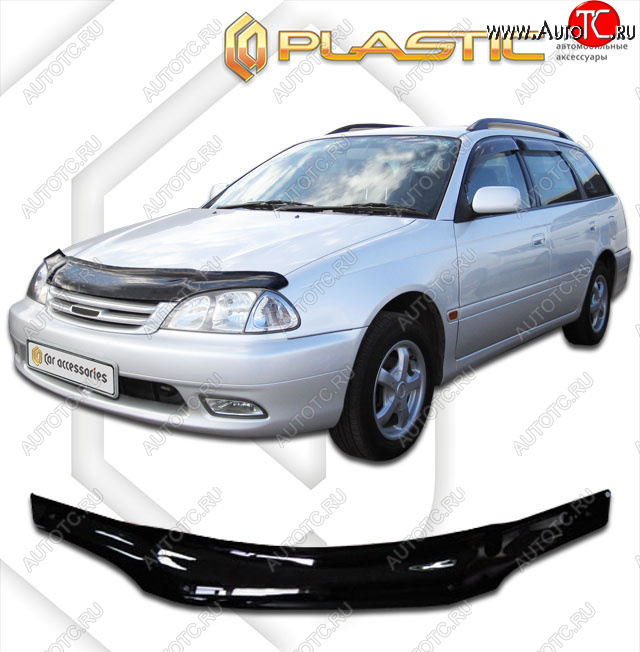 2 079 р. Дефлектор капота CA-Plastic  Toyota Avensis  T220 седан (2000-2003) рестайлинг (classic черный, без надписи)  с доставкой в г. Омск