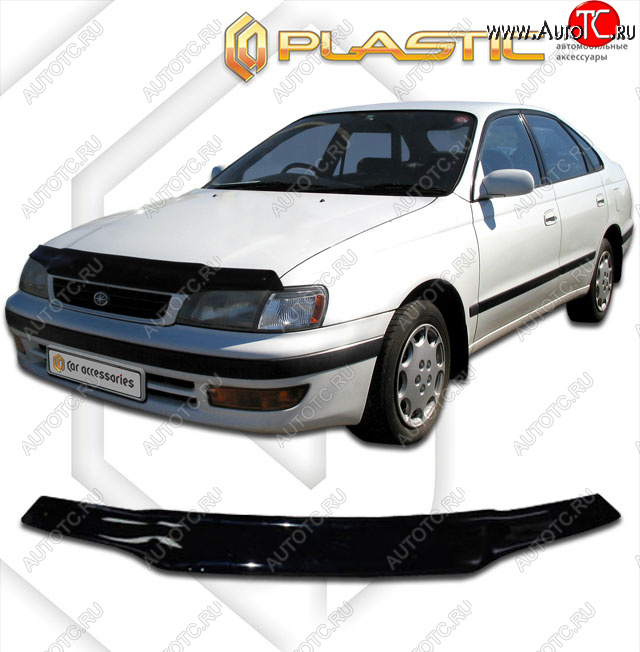 2 079 р. Дефлектор капота CA-Plastic  Toyota Carina E  T190 (1992-1997) лифтбэк дорестайлинг, седан дорестайлинг, седан рестайлинг (classic черный, без надписи)  с доставкой в г. Омск