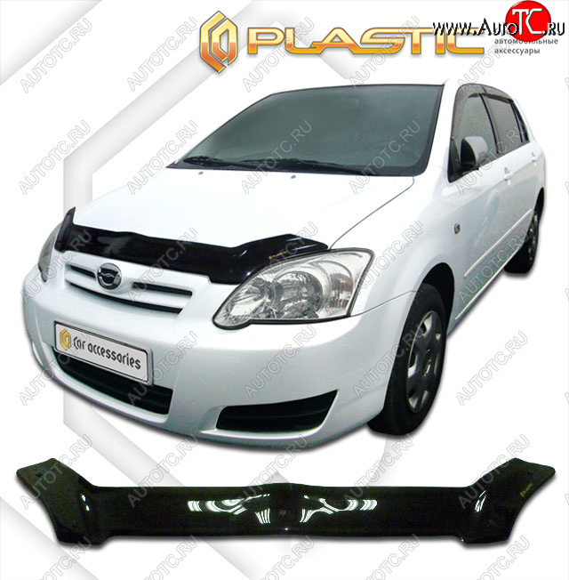 2 079 р. Дефлектор капота CA-Plastic  Toyota Corolla Runx  E120 (2004-2007) хэтчбэк 5 дв. 2-ой рестайлинг (classic черный, без надписи)  с доставкой в г. Омск