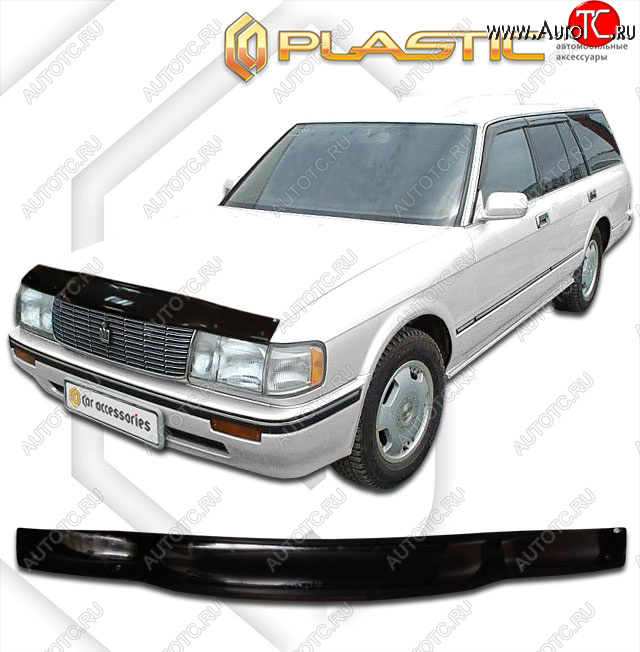 1 839 р. Дефлектор капота CA-Plastic  Toyota Crown  S130 (1991-1999) универсал 2-ой рестайлинг (classic черный, без надписи)  с доставкой в г. Омск