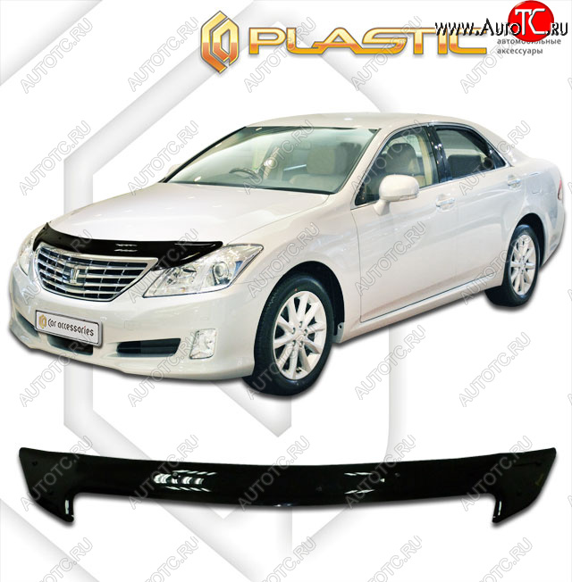 2 199 р. Дефлектор капота CA-Plastic  Toyota Crown  S200 (2008-2012) дорестайлинг, рестайлинг (classic черный, без надписи)  с доставкой в г. Омск