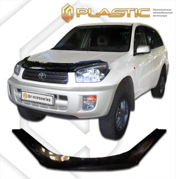 2 079 р. Дефлектор капота CA-Plastic  Toyota RAV4  CA20 (2000-2005) 3 дв. дорестайлинг, 3 дв. рестайлинг (classic черный, без надписи)  с доставкой в г. Омск. Увеличить фотографию 1