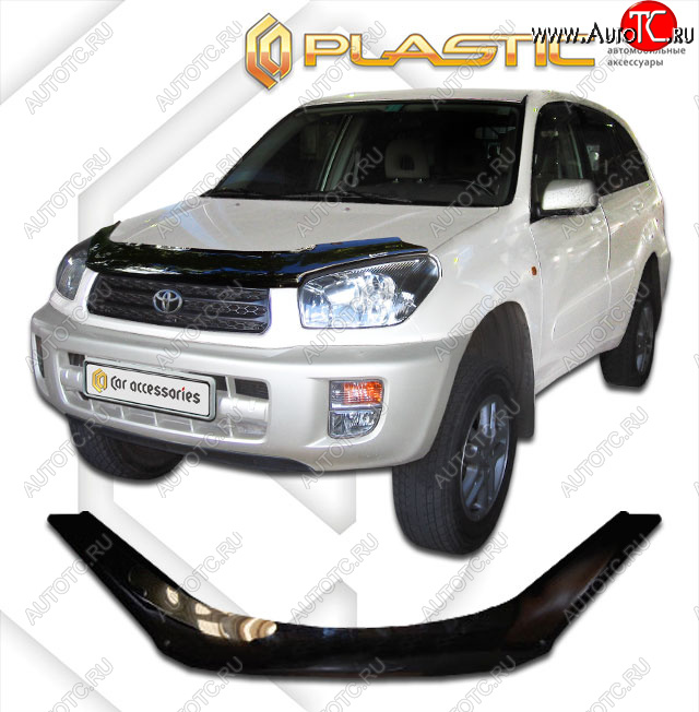 2 079 р. Дефлектор капота CA-Plastic  Toyota RAV4  CA20 (2000-2005) 3 дв. дорестайлинг, 3 дв. рестайлинг (classic черный, без надписи)  с доставкой в г. Омск