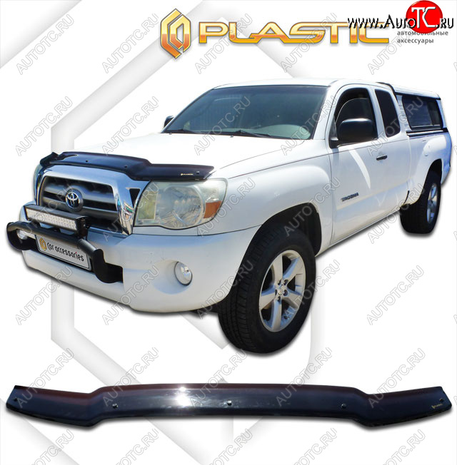 1 839 р. Дефлектор капота CA-Plastic Toyota Tacoma N200 PickUp AccessCab дорестайлинг (2004-2011) (classic черный, без надписи)  с доставкой в г. Омск