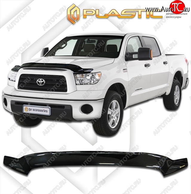 2 159 р. Дефлектор капота (Double Cab) CA-Plastic  Toyota Tundra  XK50 (2007-2013) дорестайлинг, 1-ый рестайлинг (classic черный, без надписи)  с доставкой в г. Омск