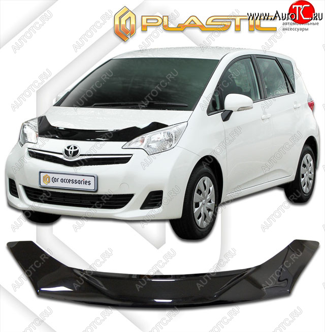 2 159 р. Дефлектор капота CA-Plastic  Toyota Verso S  P120 (2010-2014) хэтчбэк 5 дв. дорестайлинг (classic черный, без надписи)  с доставкой в г. Омск