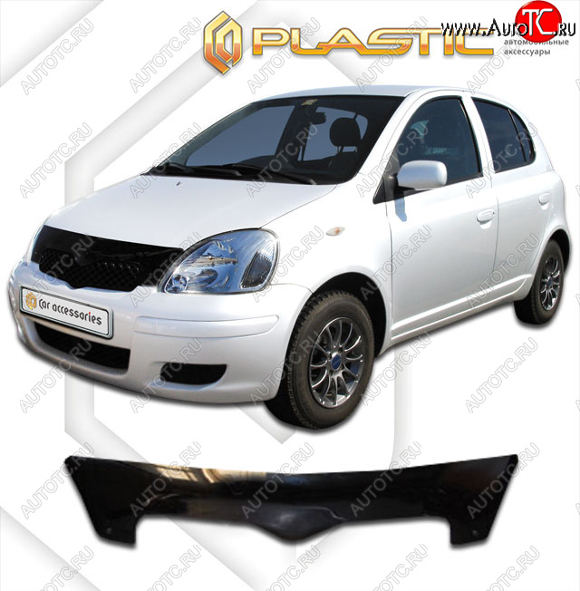 1 759 р. Дефлектор капота CA-Plastic  Toyota Yaris  XP10 (1999-2005) хэтчбэк 5 дв. (classic черный, без надписи)  с доставкой в г. Омск