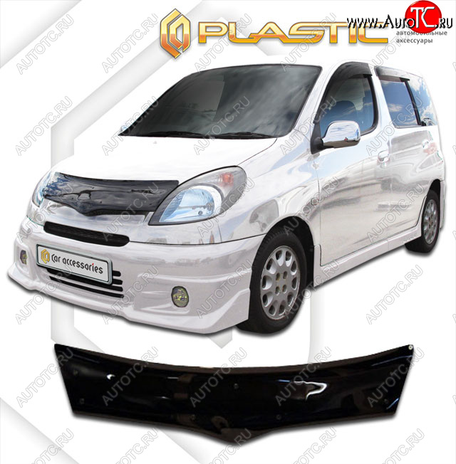 1 999 р. Дефлектор капота CA-Plastic  Toyota Yaris Verso  XP20 (1999-2006) дорестайлинг, рестайлинг (classic черный, без надписи)  с доставкой в г. Омск