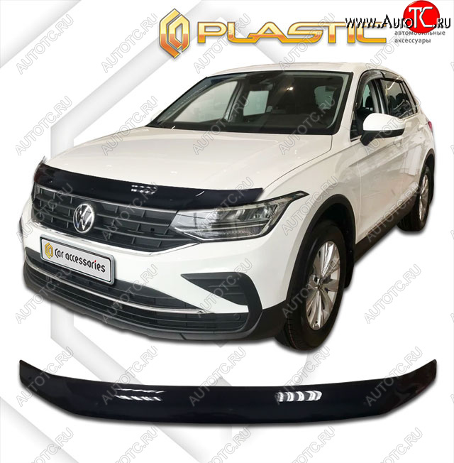 1 839 р. Дефлектор капота CA-Plastic  Volkswagen Tiguan  Mk2 (2020-2022) рестайлинг (classic черный, без надписи)  с доставкой в г. Омск