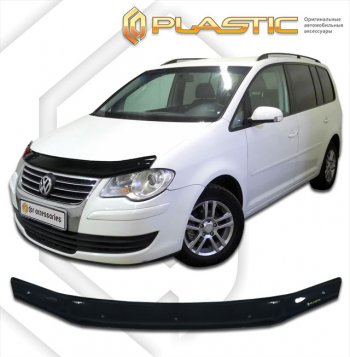 1 759 р. Дефлектор капота CA-Plastic  Volkswagen Touran  1T (2006-2010) 1-ый рестайлинг минивэн (classic черный, без надписи)  с доставкой в г. Омск. Увеличить фотографию 1