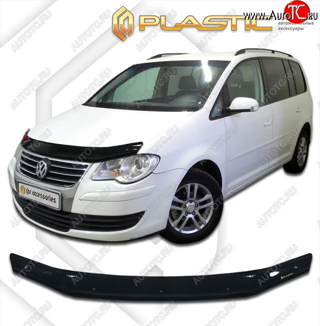 1 759 р. Дефлектор капота CA-Plastic Volkswagen Touran 1T 1-ый рестайлинг минивэн (2006-2010) (classic черный, без надписи)  с доставкой в г. Омск