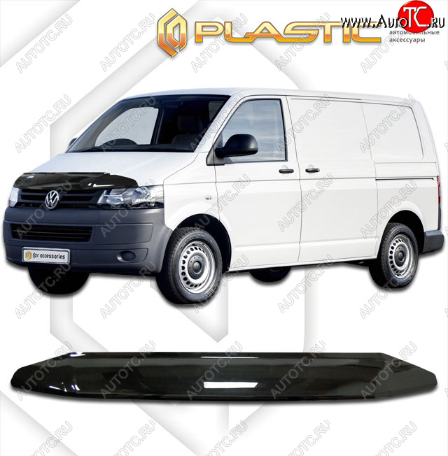 1 899 р. Дефлектор капота CA-Plastic  Volkswagen Transporter  T5 (2009-2015) рестайлинг (classic черный, без надписи)  с доставкой в г. Омск