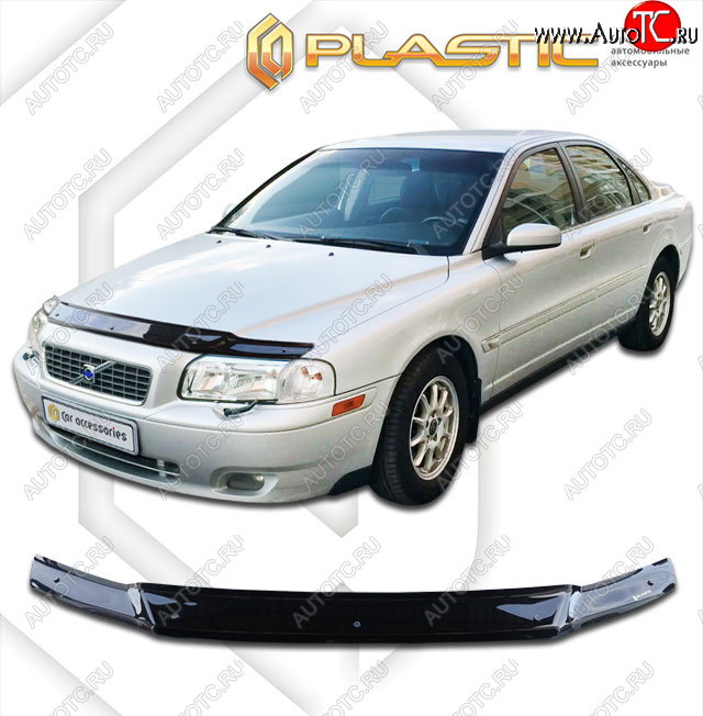 1 759 р. Дефлектор капота CA-Plastic  Volvo S80  TS седан (1998-2006) дорестайлинг, рестайлинг (classic черный, без надписи)  с доставкой в г. Омск