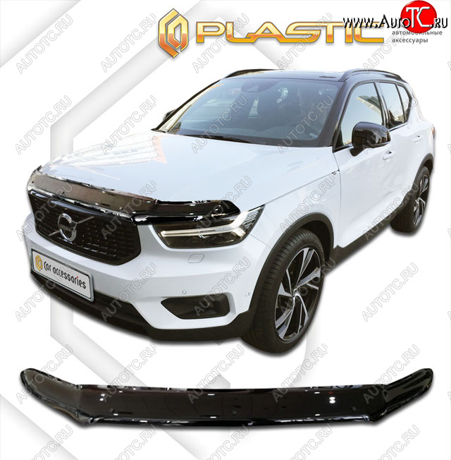 1 999 р. Дефлектор капота CA-Plastic  Volvo XC40 (2017-2022) (classic черный, без надписи)  с доставкой в г. Омск