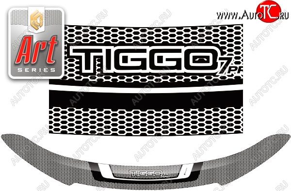 2 399 р. Дефлектор капота CA-Plastic  Chery Tiggo 7 PRO (2019-2025) (серия Art белая)  с доставкой в г. Омск