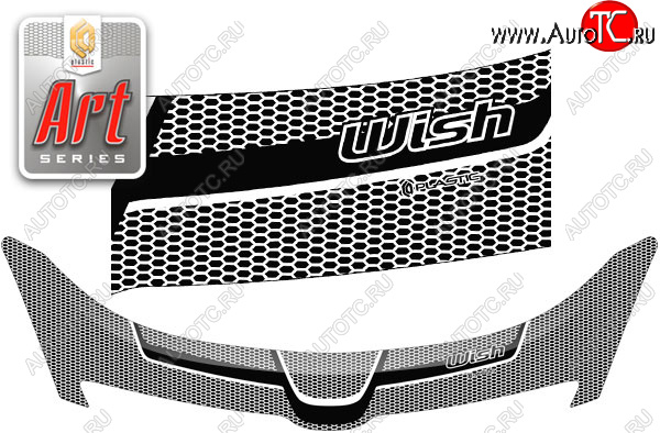 2 299 р. Дефлектор капота CA-Plastic  Toyota Wish  XE10 (2003-2005) дорестайлинг (серия ART белая)  с доставкой в г. Омск