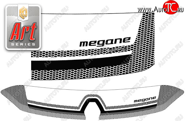 2 079 р. Дефлектор капота CA-Plastic  Renault Megane  хэтчбэк 5 дв. (2008-2012) дорестайлинг (Серия Art черная)  с доставкой в г. Омск