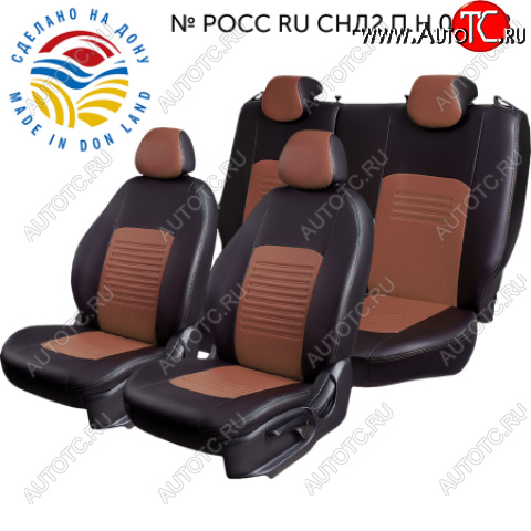 4 999 р.  Комплект чехлов сидений Lord Auto(Экокожа) Chevrolet Aveo T200 седан (2003-2008) (Черный+темно-коричневый)  с доставкой в г. Омск