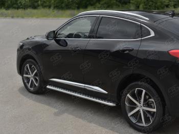 18 399 р. Пороги труба d42 с листом SLITKOFF  Haval F7x (2022-2024)  рестайлинг (лист алюминиевый, проф. нержавейка)  с доставкой в г. Омск. Увеличить фотографию 2